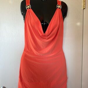 Elegant Coral Mini Dress